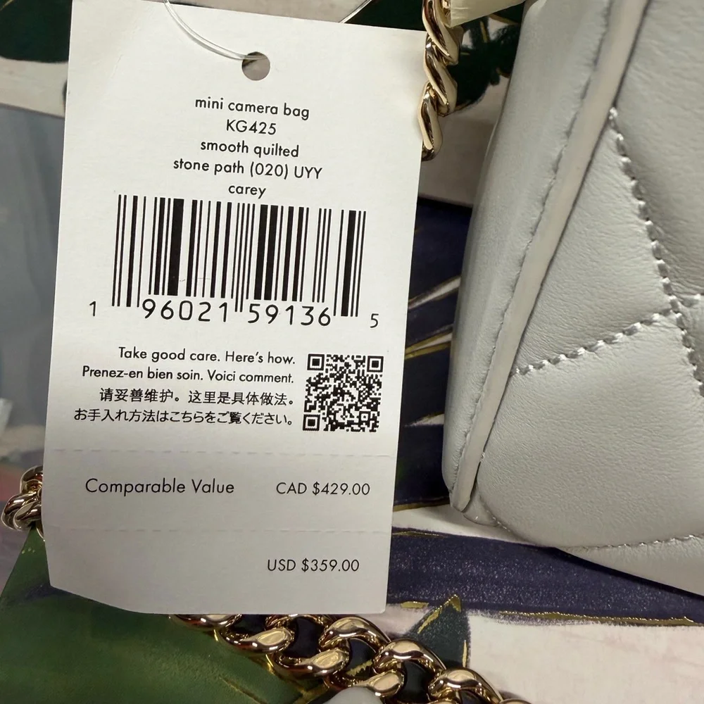 Kate Spade Stone Path Quilted Carey Chain Camera Bag . retail Price * $359* nwt